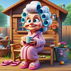 Diamond Painting-DIY Full Round Drill Old Lady Drink Tea 