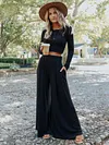 Casual Simple Long Sleeves+Wide Leg Suits