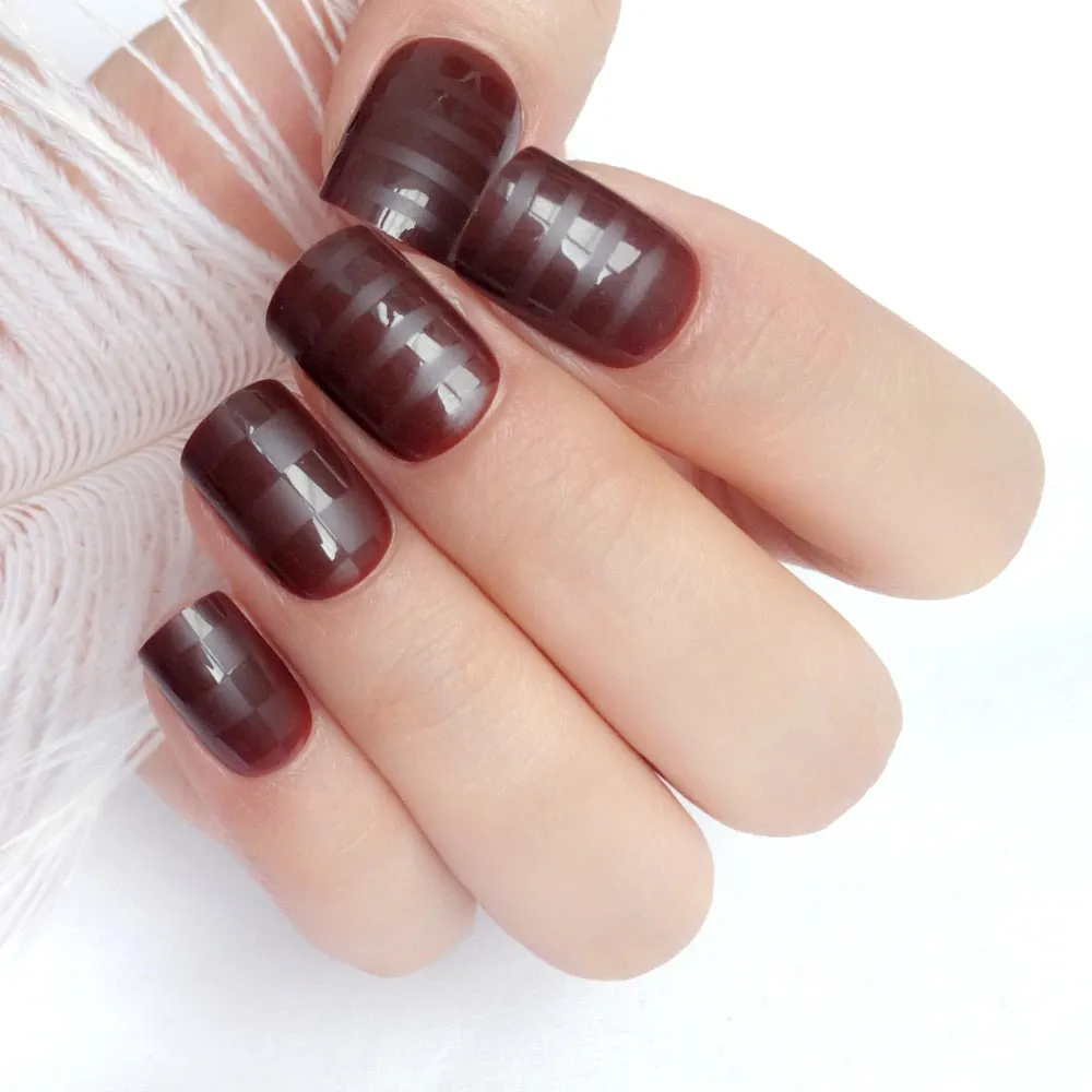 Shine Nude Acrylic Fake Nails Glitter Silver Black White False Nails DIY Nail Art Press On Nail Manicure Material 24Pcs-Nail Inspo