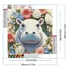 >SALE<5D DIY Full Round Drill Diamond Painting Hippopotamu Flowers Kit Decor 30x30cm