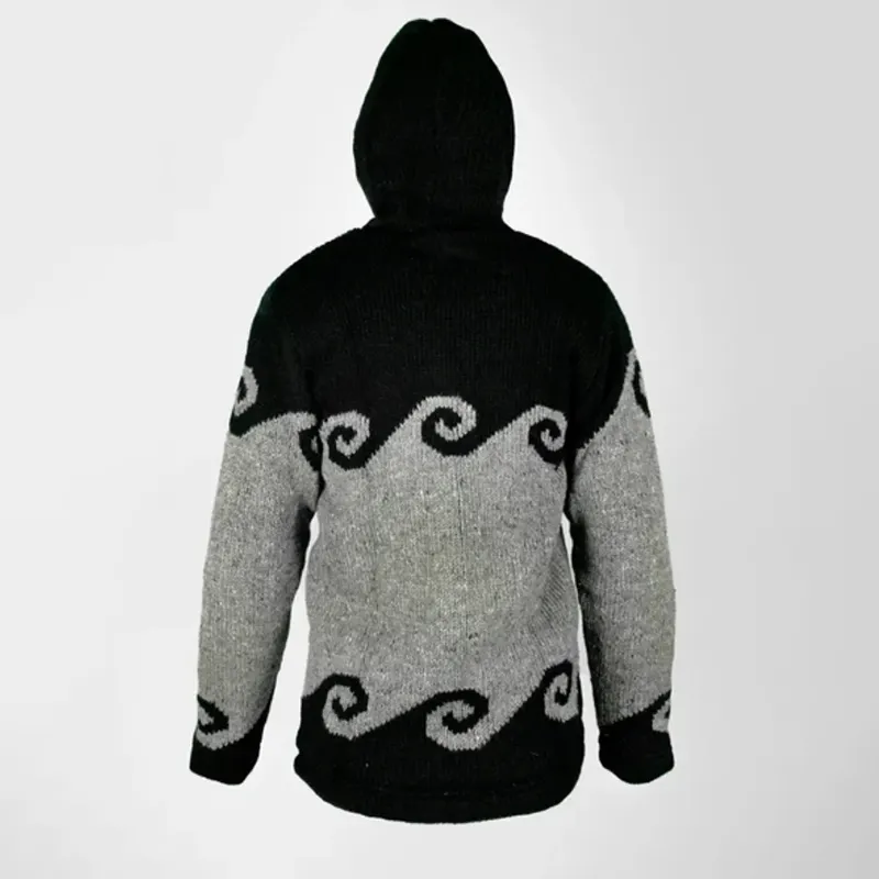 Retro Warm Iceland Jacquard Zipper Hooded Sweatshirt
