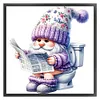 (Small Size)Gnome Goes To Toilet - 18CT Stamped Cross Stitch - 25*25cm