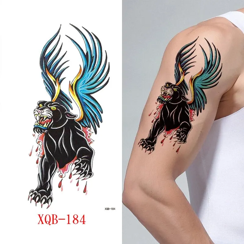 Sdrawing Forest Wolf Tattoo Sticker For Men Tiger Skull Skeleton King Animal Fake Tattoo for Women Tattoo Temporary Waterproof