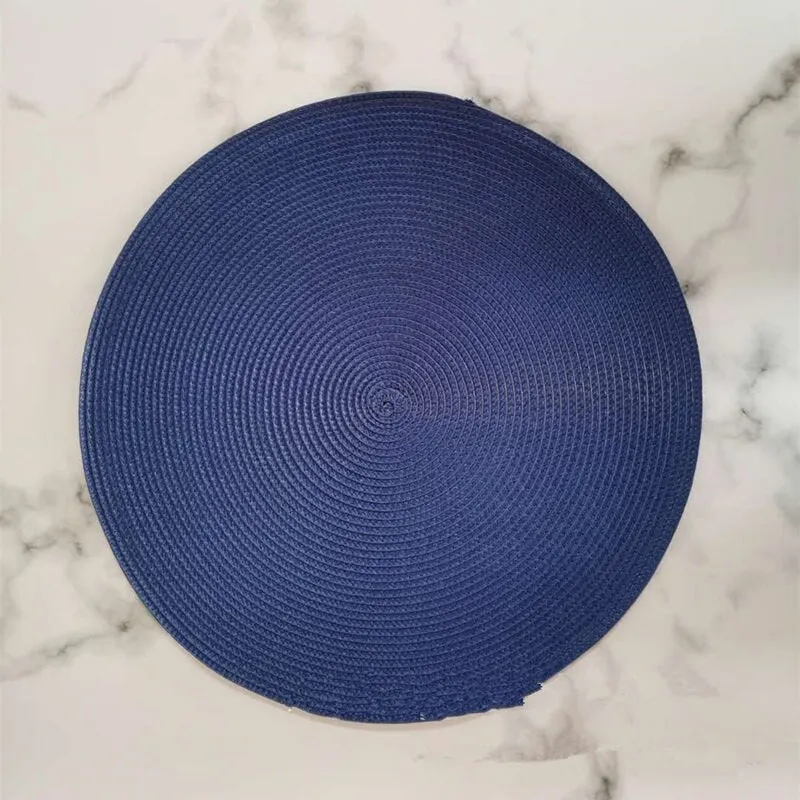 1pc Round Woven Placemats PP Waterproof Dining Table Mat Non-Slip Napkin Disc Bowl Pads Drink Cup Coasters Kitchen Decoration