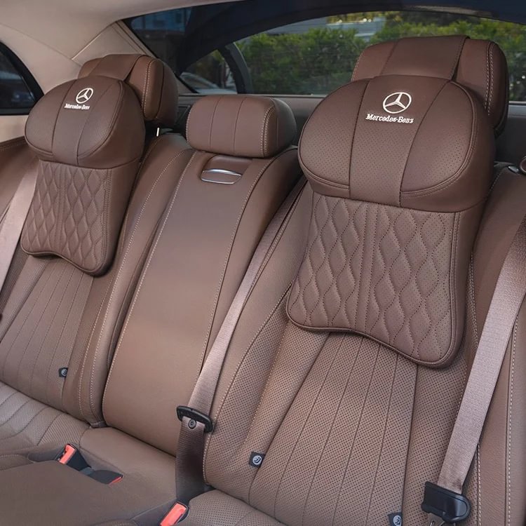 🔥Hot sale exclusive logo🔥Car leather headrest neck pillow car cushion