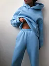 Solid Color Long Sleeves+Wide Leg Two-Piece Suit
