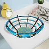 (US Local)Flower Diamond Painting Wooden Serving Tray Decorative Diamond Art Fruit Tray(A)