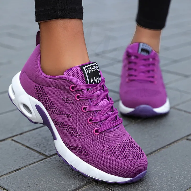 Ladies White Sneakers Female Running Shoes Breathable Casual Shoes Woman Sports Shoes Platform Sneakers Height Increase Shoes