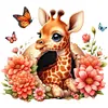 Girafe Et Fleurs-Per&ccedil;age Rond Peinture Diamant-30*30CM
