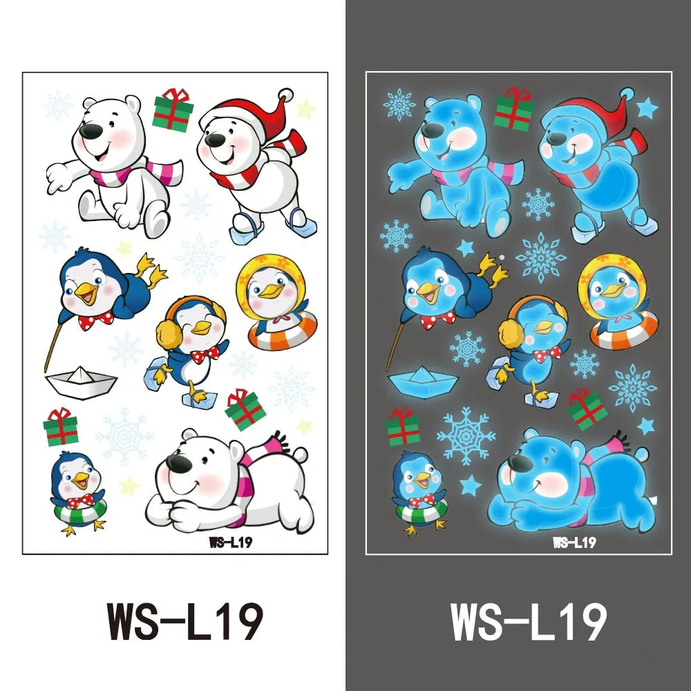 European and American children waterproof tattoo stickers cute dinosaur mermaid cartoon blue luminous temporary tattoo stickers
