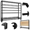 [US Local Warehouse] Fabric Roll Storage Rack with Wheel Large Textile Fabric Display Rack Floor-To-Ceiling Adjustable Hanging Rod Bracket Display Shelf Movable Organizer Holder for Curtain/Wallpaper/Tablecloth