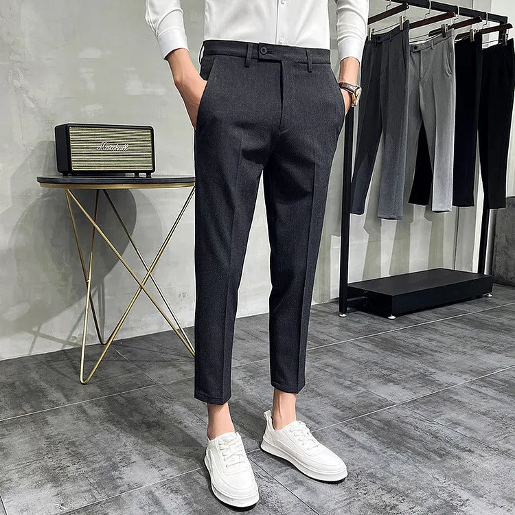 Men Trousers Suit Pants Slim Fit