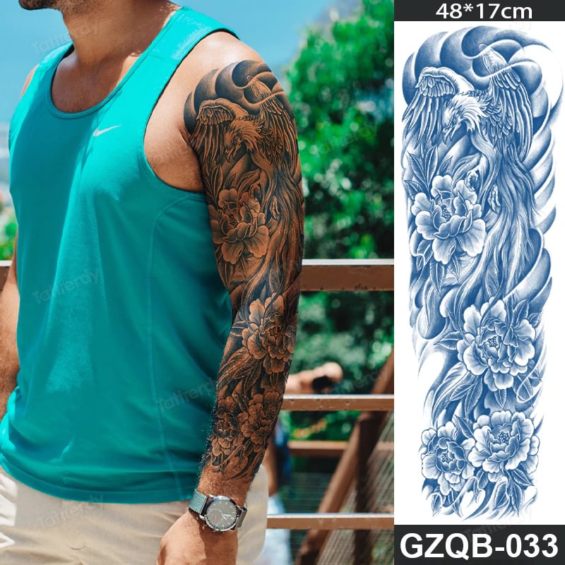 Sdrawing transfer tattoo fake large size full arm tattoo sleeve juice ink long lasting waterproof temporary tattoos men body art