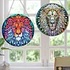 2pcs Diamond Painting 2D Flat Lion Pendant Decor for Home & Windows