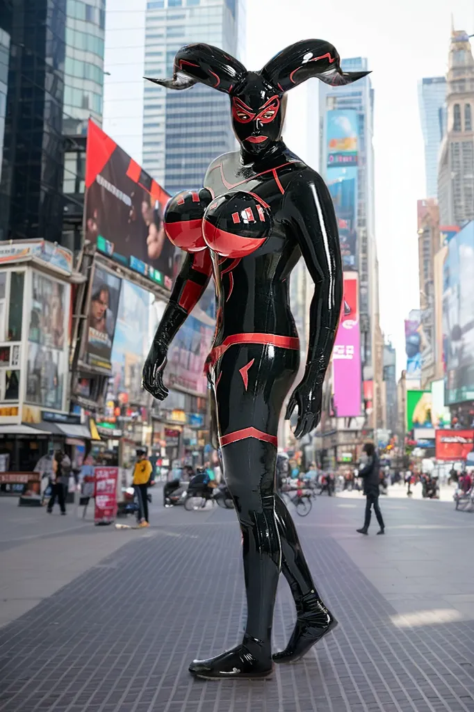 Men Latex Catsuits Shaltira Inflatable Big boobs Goddess Alien Black