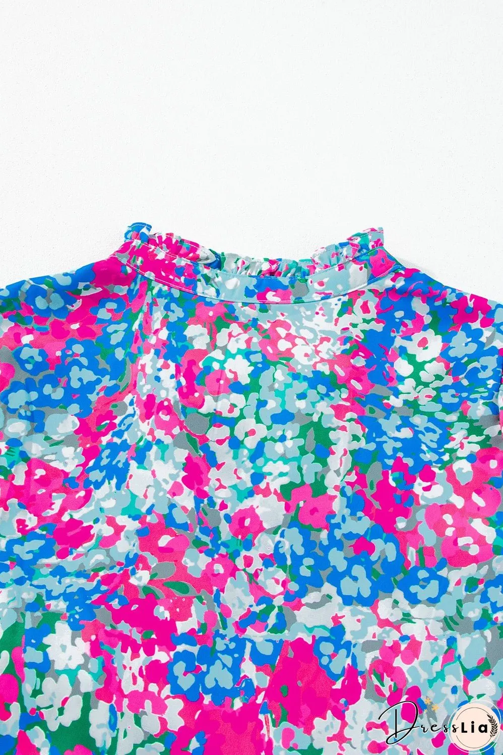Multicolour Floral Short Sleeve V Neck Tiered Mini Dress