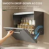 Wall-Mounted Kitchen Storage Cabinet with Pull-Down Double-Layer Shelf Carbon Steel Spice Rack Organizer for Utensils Food Prep & Countertop Organization
