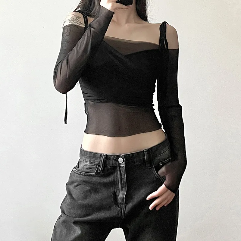 Churchf 2023 Summer New Women's Fashion Pure Color Slings Sexy Bare Back Repair Umbilly Long-Sleeved Vest