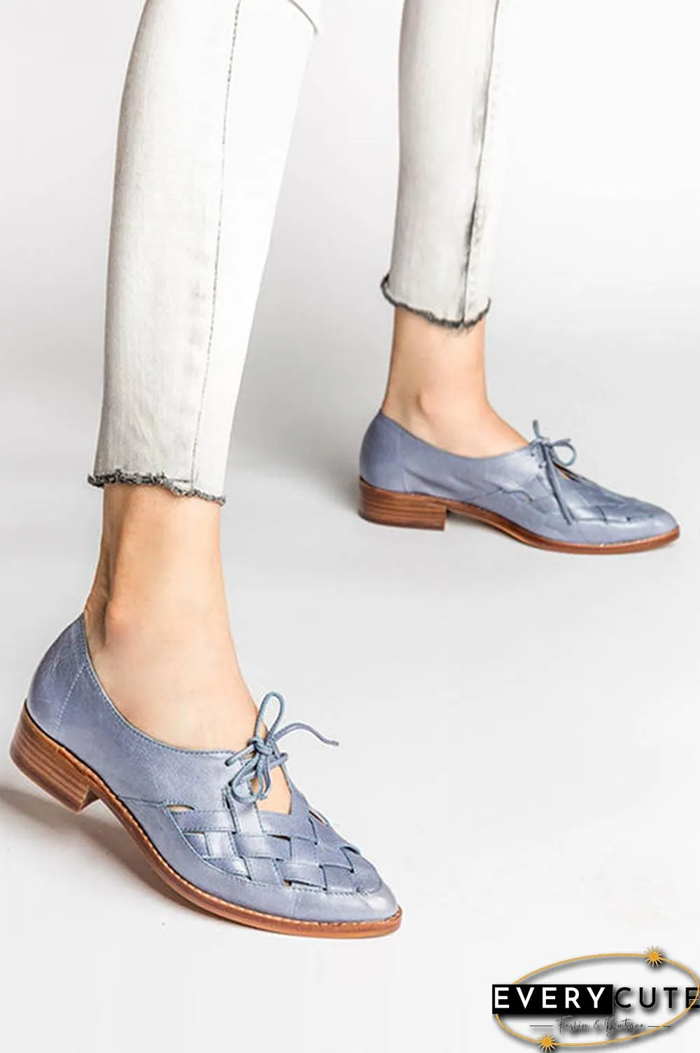 Woven Lace Low Heel Pumps