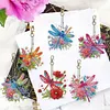 (US Local)6Pcs Acrylic Double Sided Dragonfly Diamond Painting Keychain for Bag Decor
