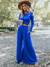Casual Simple Long Sleeves+Wide Leg Suits