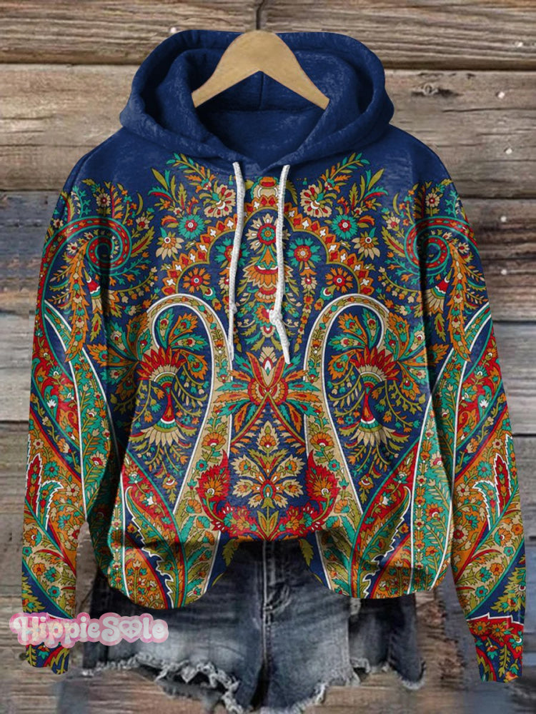 Vintage Paisley Floral Art Print Casual Hoodie Sweatshirt Multicolor / S