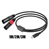 USB-C to Dual XLR 3Pin Cable Braided Type C to XLR Male Output Stereo Cord