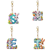 (US Local)PET Double Sided Special Shaped Easter Alphabet DIY Diamond Painting Keychain