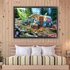 >SALE<Full Embroidery Eco-cotton Thread 18CT Printed Camping Cross Stitch Kit 60x45cm