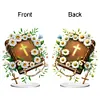 (US Local)Double Sided Effect Acrylic Special Shape Cross Jesus Desktop Diamond Art Kits for Home Office Decor