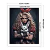 >SALE<Full Embroidery Cotton Thread 11CT Printed Scary Girl Bunny Cross Stitch 50x60cm