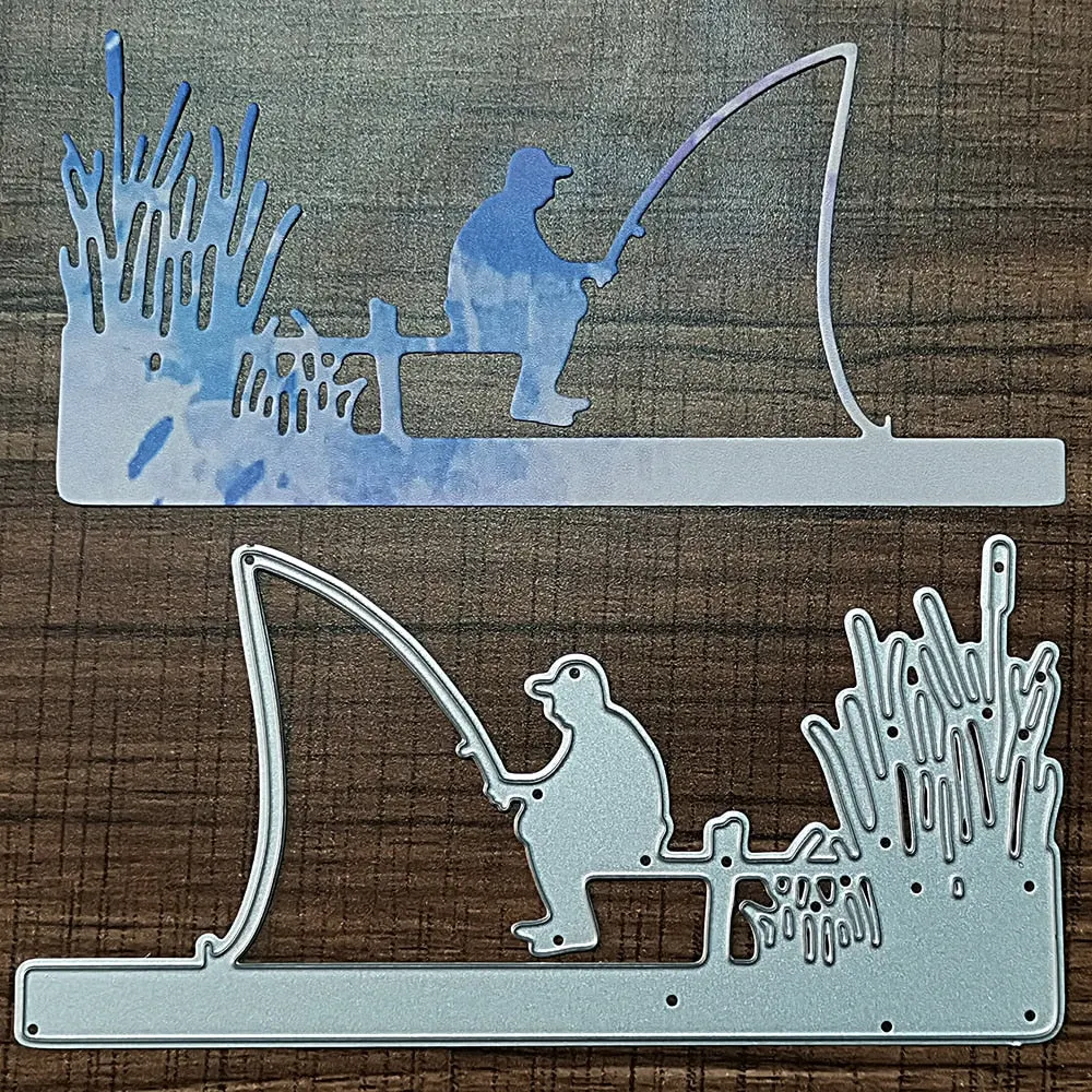 Craft Metal Cutting Dies Cut Die Mold Man Fishing Decoration Scrapbooking Dies Craft Paper Knife Mould Blade Punch Stencils Dies