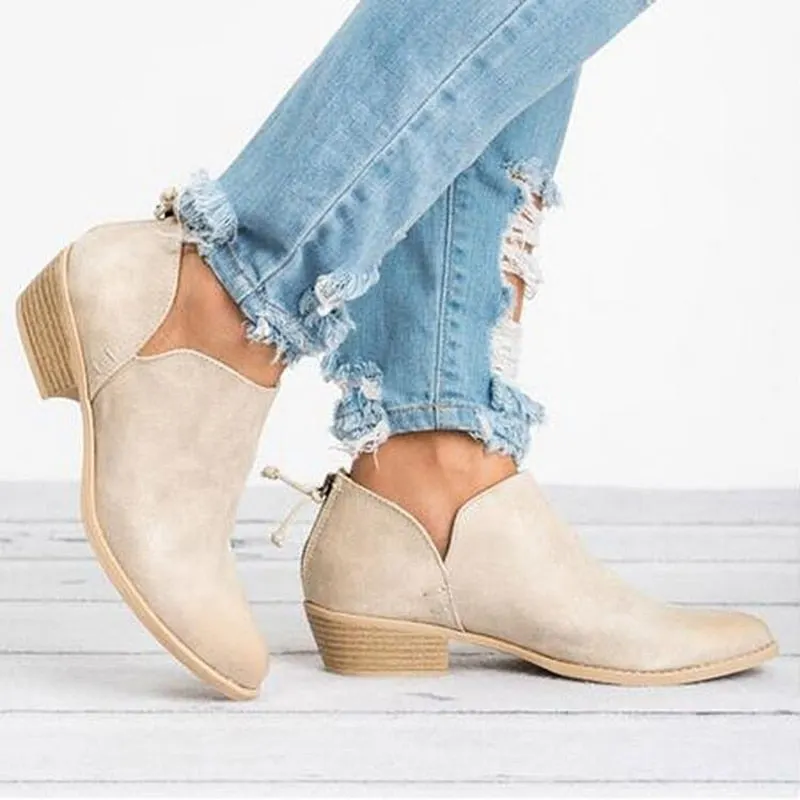 Autumn Women Shoes Retro High Heel Ankle Boots Female Block Mid Heels Casual Botas Mujer Booties Feminina