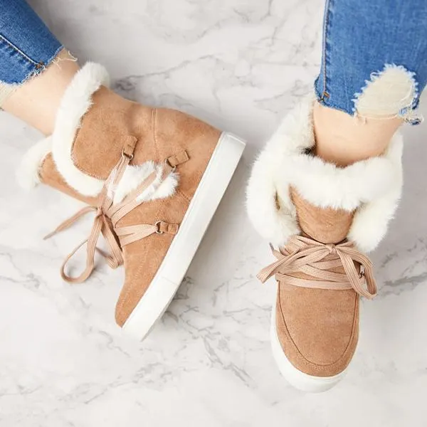 Women's Winter Warm Wedge Heel Suede Boots