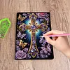 5D Diamond Painting Notebook 50 Pages A5 Diamond Art Diary Book (Purple Cross)