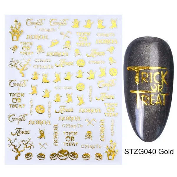 Nail Stickers Back Glue Multiple colors Hallowmas Designs Nail Decal Decoration Tips For Beauty Salons-Nail Inspo