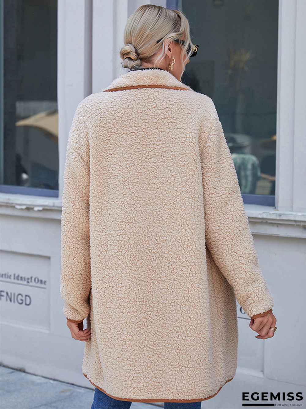 Loose Casual Large Lapel Irregular Medium Length Reversible Plush Coat | EGEMISS