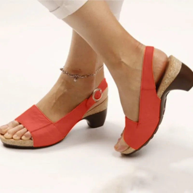 Women's Gladiator Sandals Buckle Strap Woman Chunky Heels Peep Toe Ladies Casual Shoes Female Summer Autumn Fashion Sandals 2022