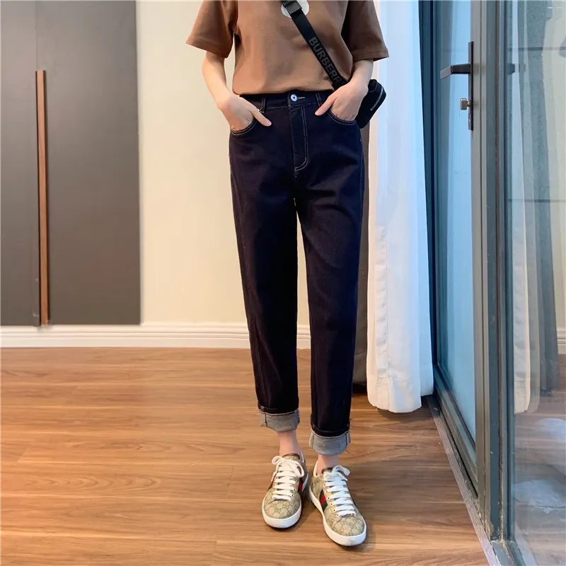 Nigikala Large Size Women's Wear 2025 Spring And Autumn New High Waist Harun Pants Fat Sister Mm Loose Show Thin Straight Leg Jeans Trend