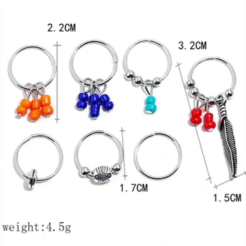 Hair Braid Coin Leaves Retro Colorful Beads Pendant Charms Rings Clip Headband for Pierced Hip-hop Braiders Leaves Accessories