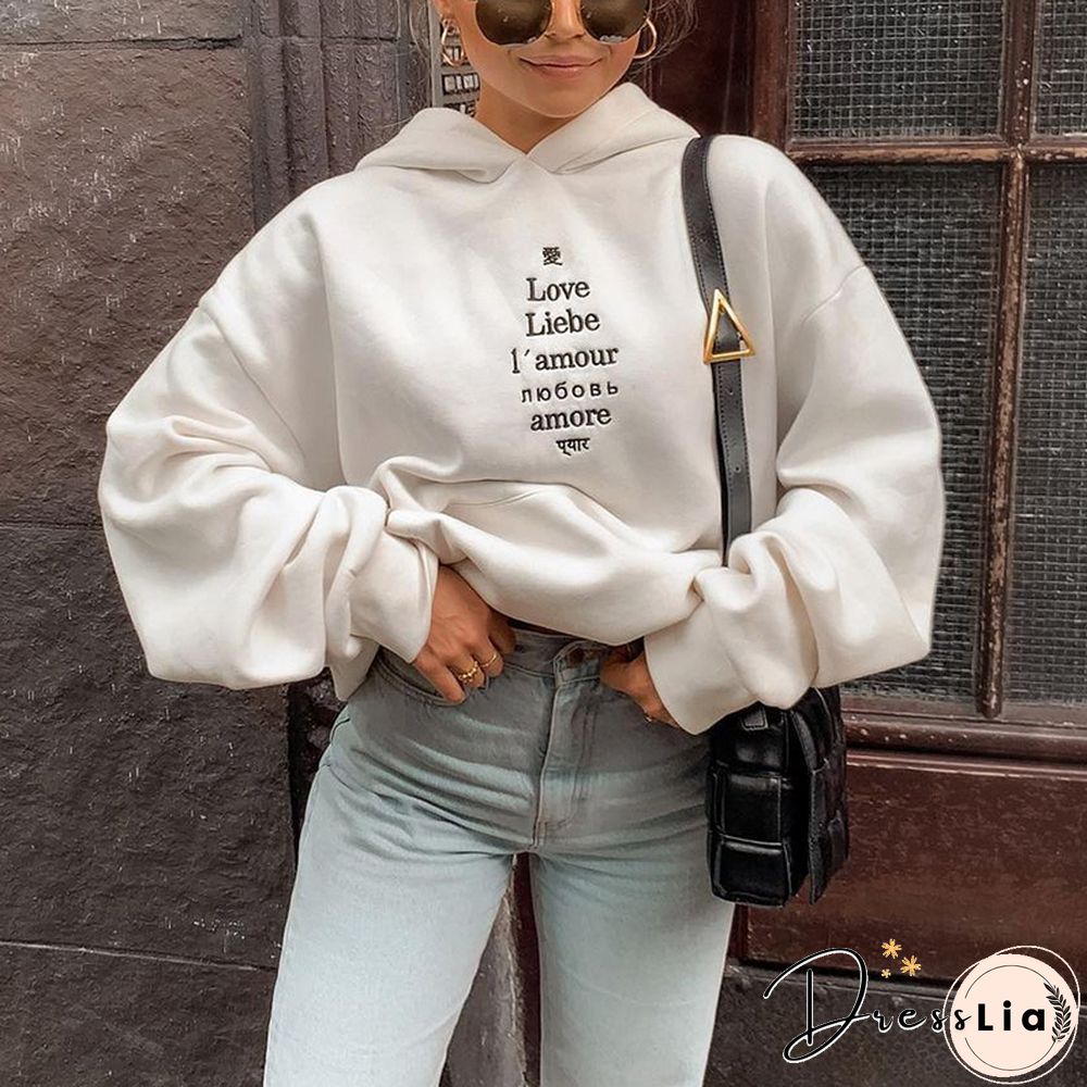 Modern Printed Color Long Sleeve Hoodie