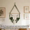 Boho Floating Shelves for Wall Decor with Wood Shelves & Macrame Leaf Floating Storage Display Shelving No Drilling for Bathroom Bedroom Office Living Room Dorm