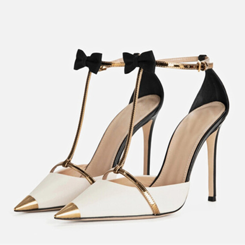 GOOSHOE Dress Bow Pointed Sandals For Women Thin High Heels Banquet Show 43 45 46