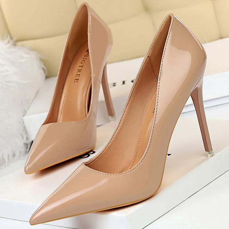 BIGTREE Shoes Patent Leather Shoes Woman Pumps High Heels Stiletto Heels 10.5 Cm Red Wedding Shoes Bridal Shoes Women Heels 2021