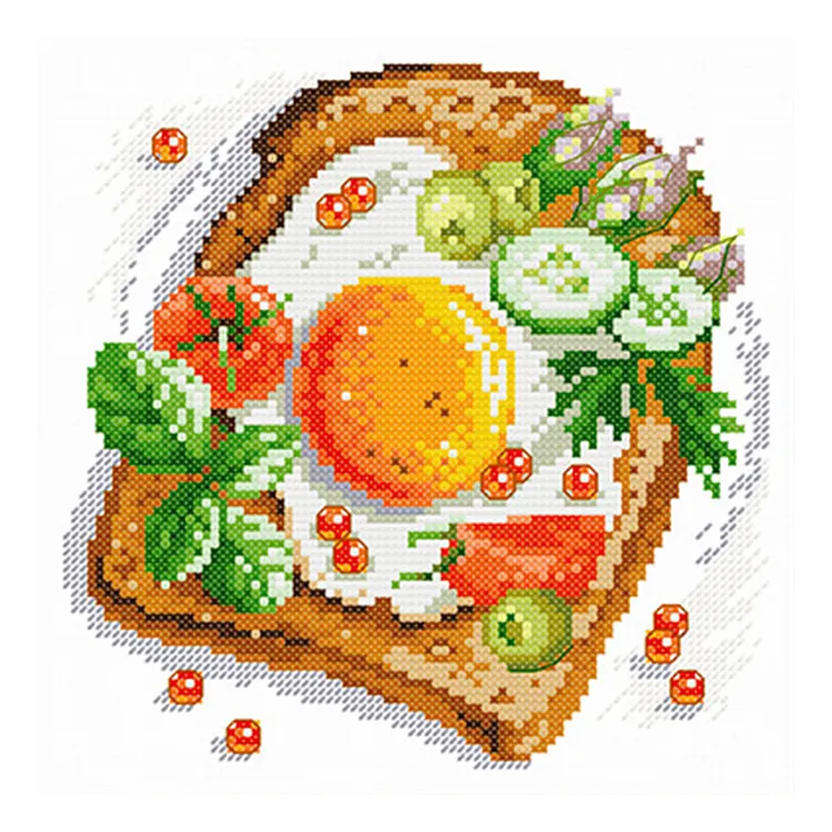 Spring-Sunny Egg Fruit Toast (30*30CM) 11CT Stamped Cross Stitch gbfke