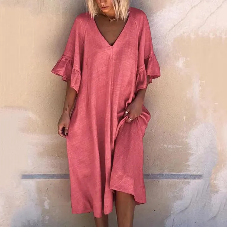 Retro Casual Ruffled Loose Dress