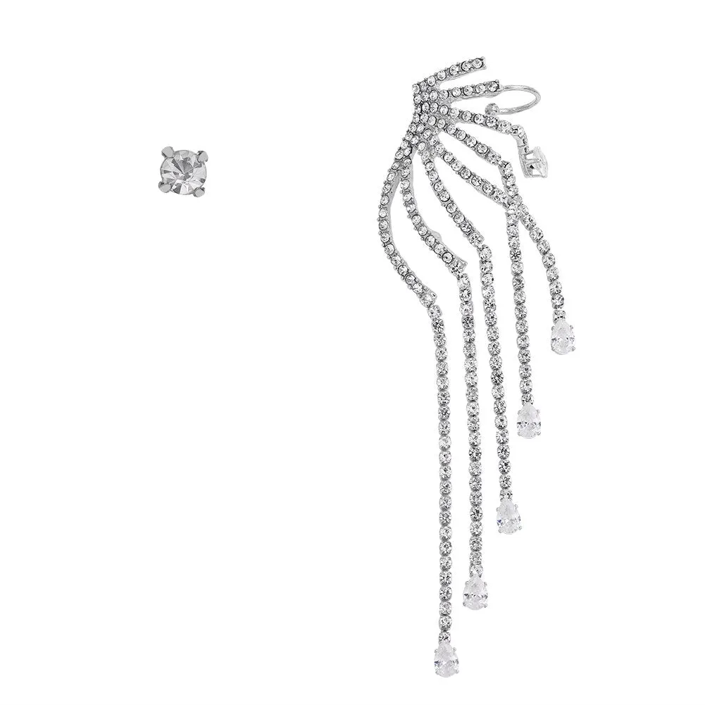 Dvacaman New Shiny Rhinestone Earrings Tassel Drop Earrings For Women Luxury Jewelry Long Dangle Earrings 2022 Party Accessories
