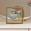 Turtle DIY Special Shape Double sided Print Clear Diamond Art Kit Wooden Framed Diamond Painting Kit(22x22cm)
