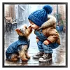 Boy And Puppy - 11CT Stamped Cross Stitch - 40*40cm - Dog Character