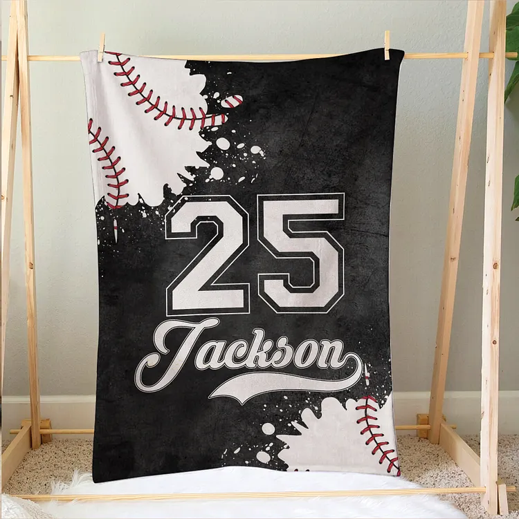 Personalized Baseball Blanket, Baseball Watercolor Soft Cozy Blankets | BKKid449